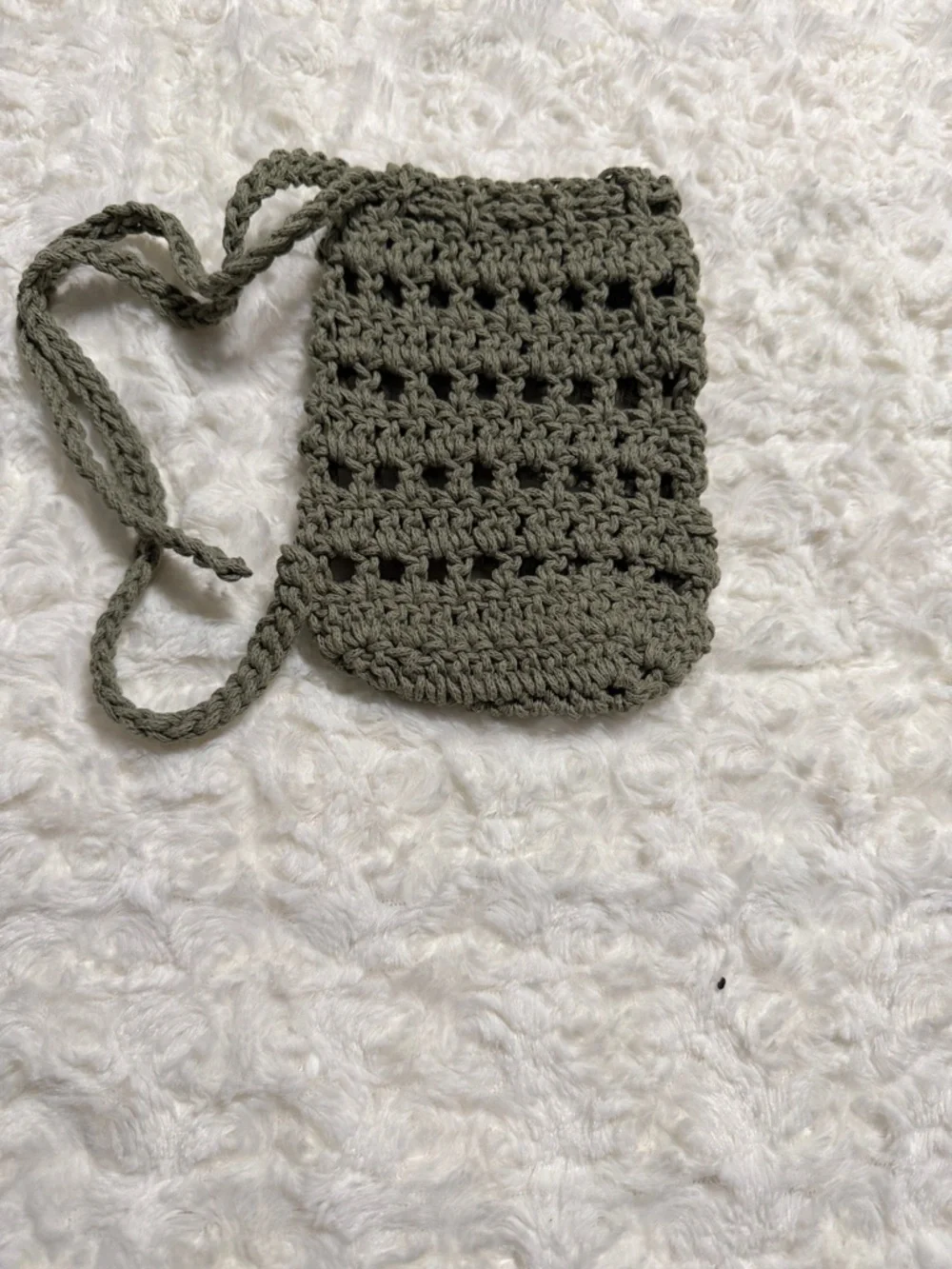 Handmade Crocheted cell phone Bag in Olive Green 4.5x5 NEW made by me!